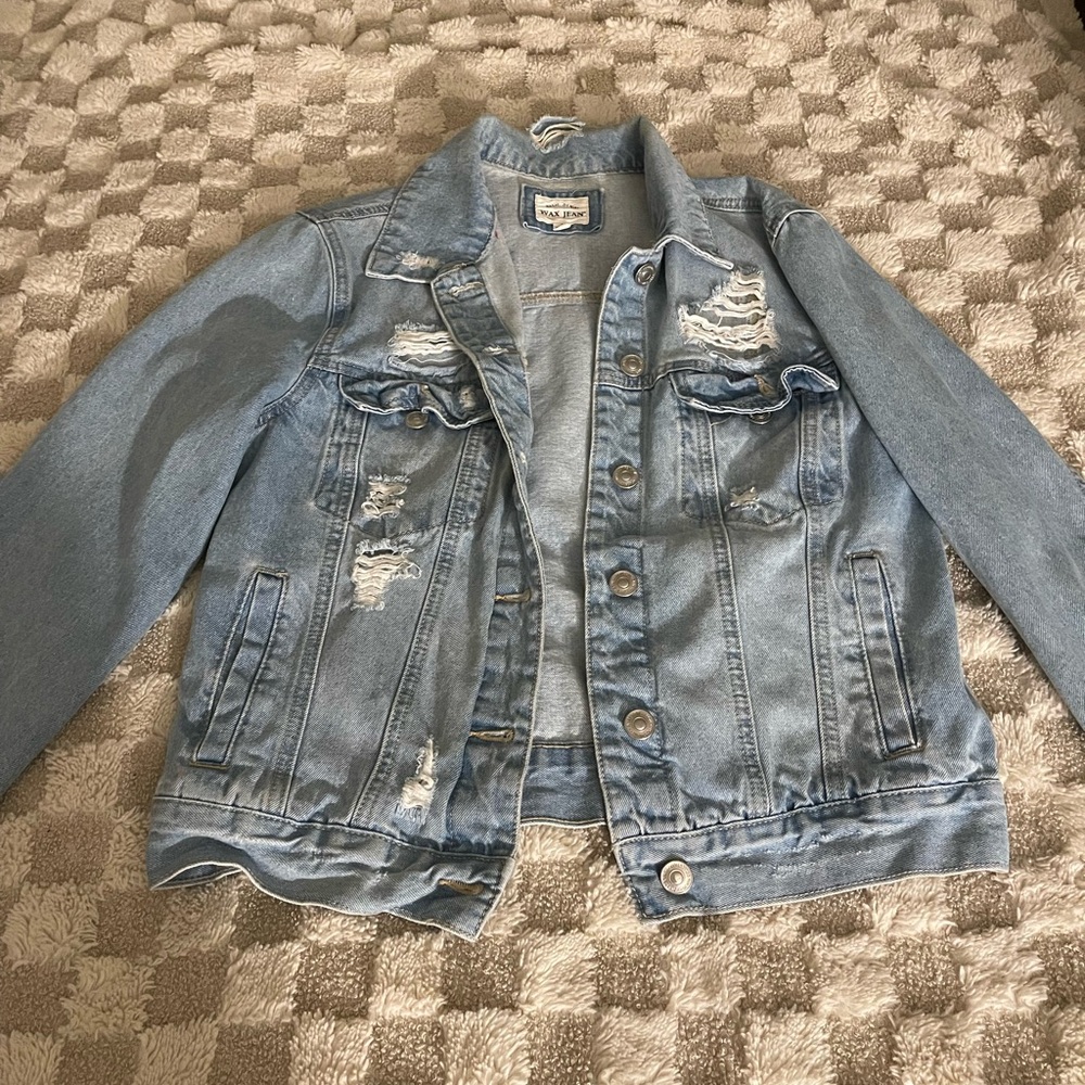 Wax Jean Light Blue Distressed Jean Jacket